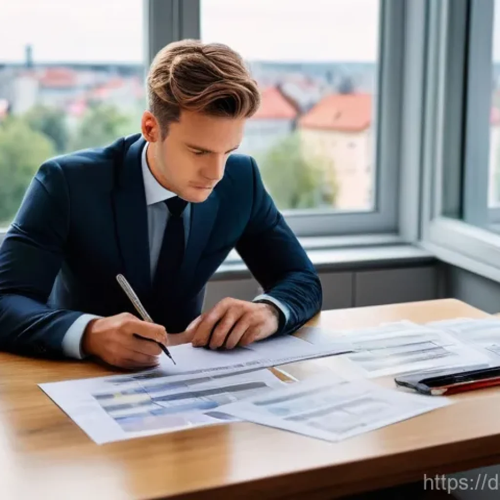 해약 환급금 높은 보험 - **Prompt:** A detailed image of a young German professional, early 30s, dressed in smart-casual busi...