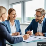 Home 18 보험 상담 시 주의사항 - A professional insurance advisor in a modern German office setting, explaining complex insurance ter...